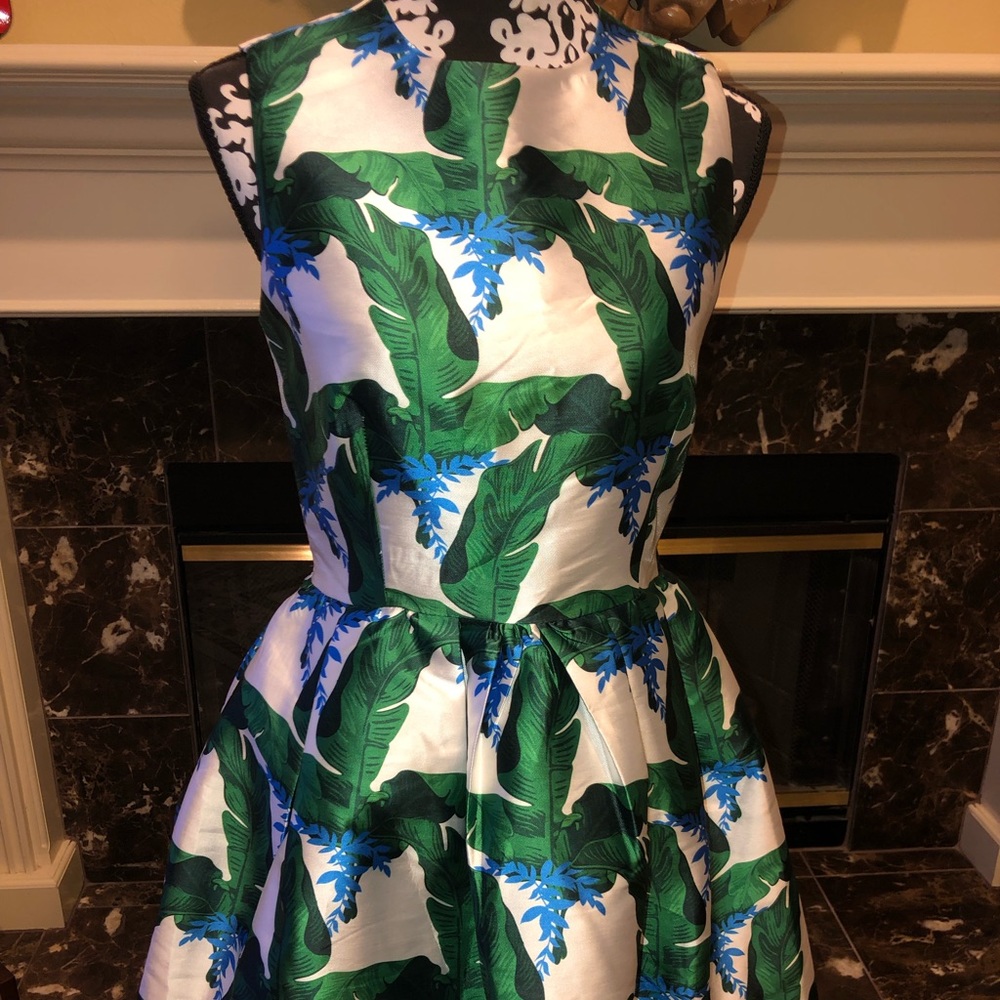 Blaque Label fit & flare palm print dress.